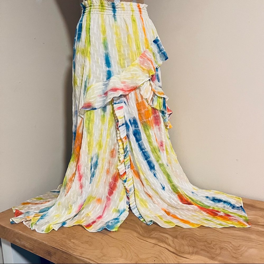 Tanya Taylor Teresa Tiered Multicolor Midi Skirt - Picture 2 of 7